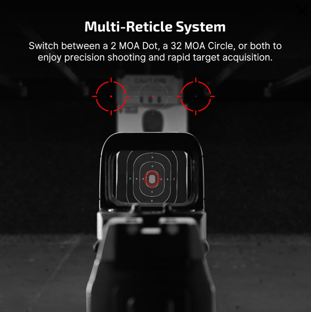 Osight S - Enclosed Aspherical Optic with Multi-Reticle System & Patented Rechargeable Design