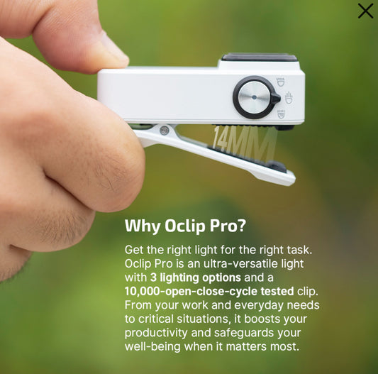 Oclip Pro Clip on Flashlight with Floodlight Spotlight and Red Light