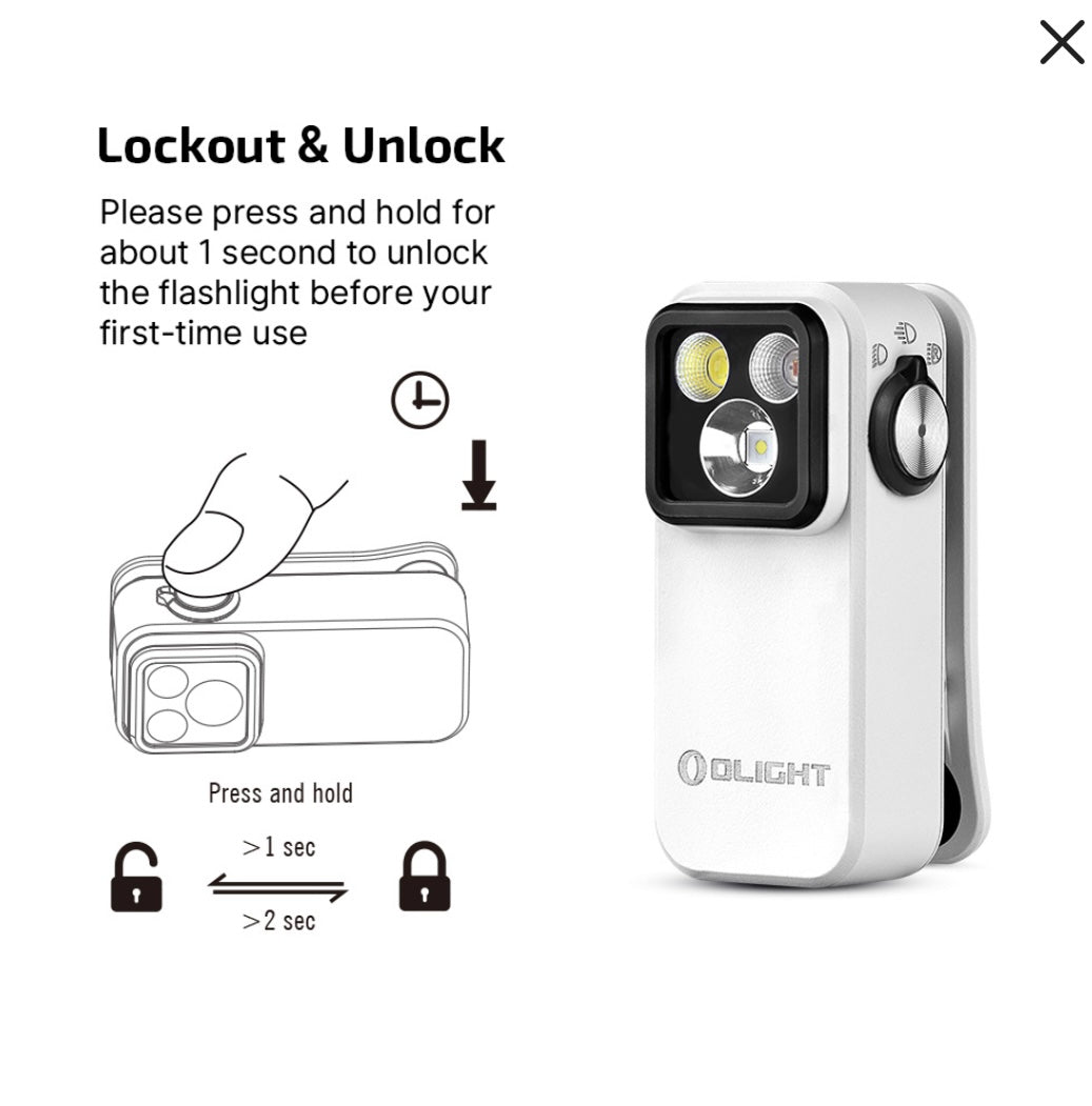 Oclip Pro Clip on Flashlight with Floodlight Spotlight and Red Light