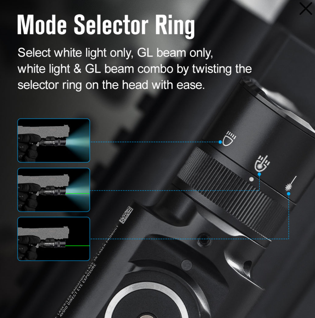 Baldr Pro R Rechargeable Tactical Light with Green Laser
