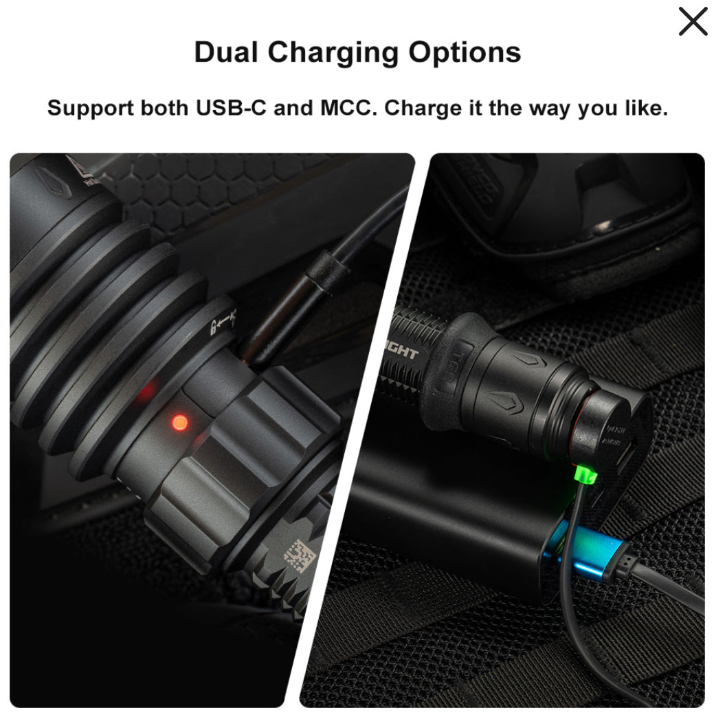 Warrior X 4 USB-C and MCC Rechargeable Tactical Flashlight With Holster