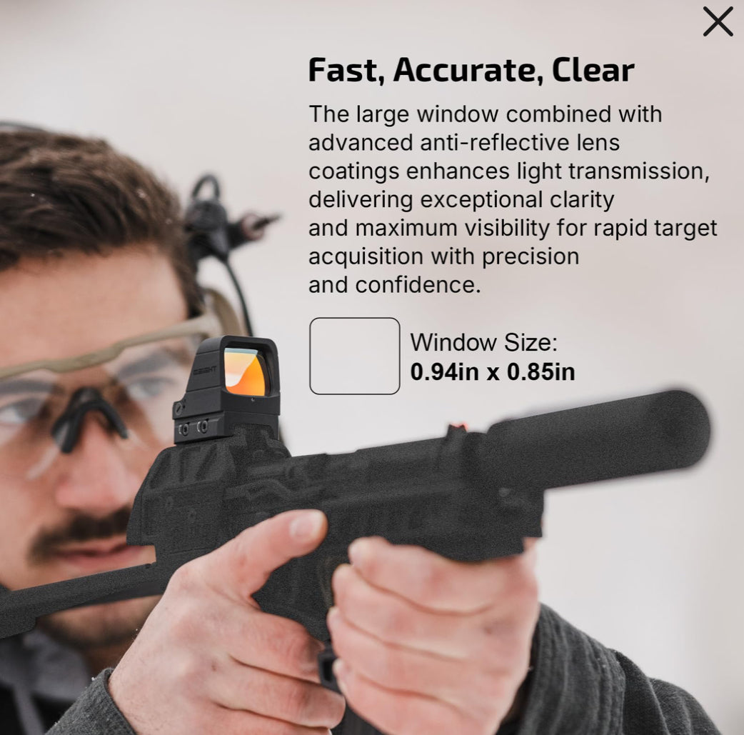 Osight X Open Reflex Sight: 3 MOA Dot & 32 MOA Circle Multi-Reticle System with Magnetic Charging Cover