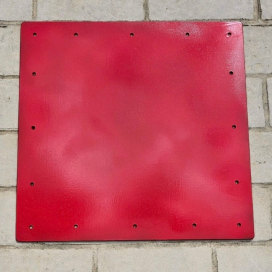 Replacement strike plate mounted to oak plates