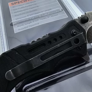 clip close up - JTC BREACHER UP KNIFE - low profile, clip, steel blade - rev 1